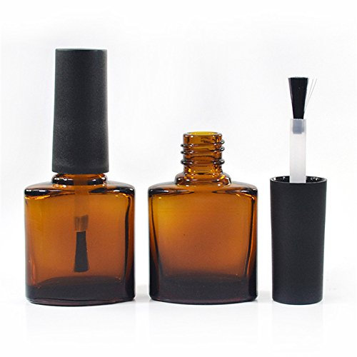 TNBL 15ml Amber Empty Nail Polish Bottle (pack of 5) - Refillable Glass Container for DIY Nail Art, Mixing Custom Shades, and Storage - Includes Brush Cap for Easy Application