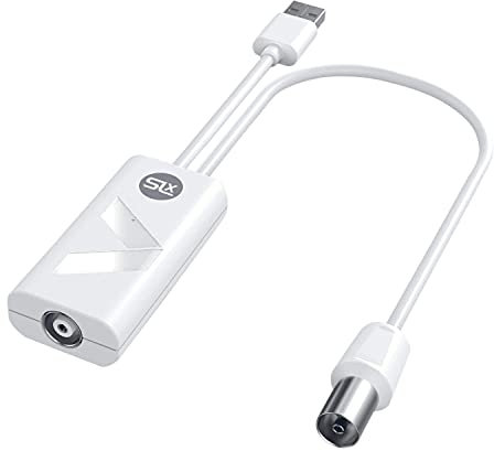 SLx 27815HSR TV Signal Booster Aerial Amplifier With Integrated 4G Filter USB Powered,White