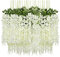 Pauwer Glyzinie hängende Blumen, künstliche Glyzinien-Ranken, Rattan-Seide, Blumenschnur, Hochzeit, Party, Wanddekoration, Weiß, 12 Stück
