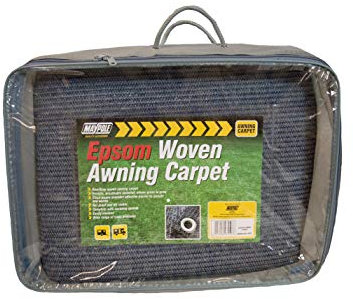 BITS4REASONS MAYPOLE NEW MODEL MP93540 BLUE/GREY EPSOM WOVEN AWNING CARPET, 2.5m x 4m - Breathable Ground Sheet, Durable Camping & Caravan Flooring, UV Stable & Rot-Proof, Easy Clean with Storage Bag