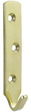SISI UK® 4 x Heavy Duty Brass Plated J Hooks 3 Hole 80mm - Hold up to 35KG (Each Hook) inc screws & Rawplugs