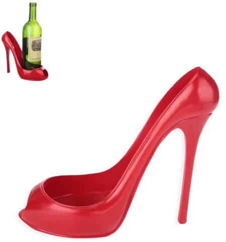 Porte-Bouteille de vin de Chaussure à Talon Haut, comptoir de casier à vin élégant pour la Maison de Mariage décor d'armoire à vin Or Rouge(Rouge)