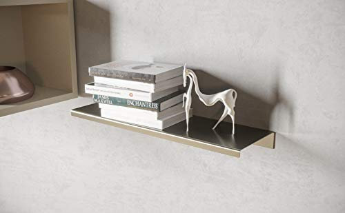 INOXLM Regal aus Edelstahl, satiniertes Finish, Wandregal, Wandregal (satinierter Edelstahl, 50 cm)