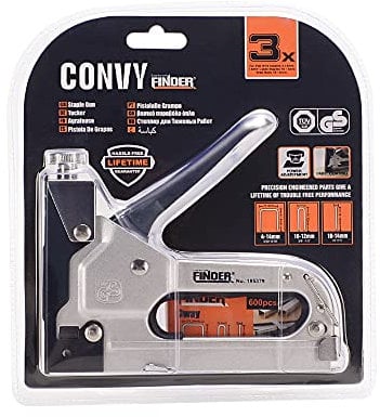Convy 3-in-1 Universal-Heftpistole: Eckig, U-förmig, T-förmig - Edelstahl - Modern - Rot