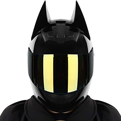Cat Ears Motorradhelm Damen Bluetooth Integralhelm Motorradhelm ECE-Zugelassener Motorradhelm Mit Sonnenblende Personalisierter Glänzender Schwarzer Street Bike Motocross Helm Golden Lens,XL