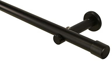 Gardinenstange schwarz aus Metall, 20 mm Durchmesser, Vorhangstange für Wand- und Deckenmontage geeignet, Komplettset mit Halterungen und Endstück Kappe, 240 cm (2 x 120 cm)