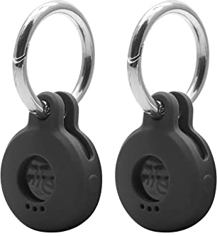 Case for Tile Sticker (2022) 2-Pack. Small Bluetooth Tracker Cover, Protective Holder for Remote Finder and Item Locator, Pets Dog Cat Collar Accessories Black+Black