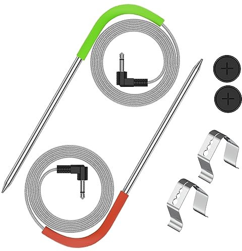 Ersatz-Fleischsonde für Pit Boss, Pelletgrill und Pellet-Smoker, 3,5 mm Stecker, 2 Stück, Fleischsonden mit Grillclip-Zubehör (verbesserte Version)