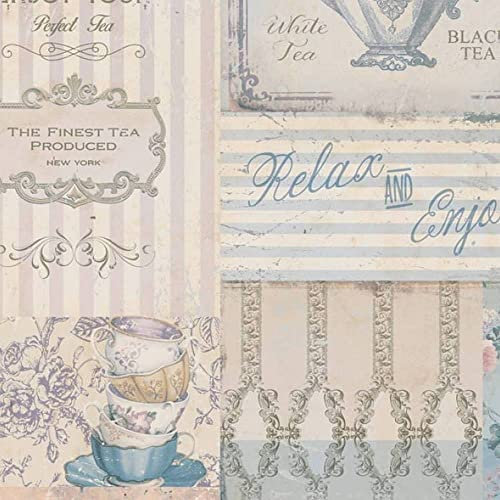 A.S. Création Küchentapete Landhaus Beige Blau Grau - Vliestapete Muster Vintage 387272-10,05m x 0,53m - Made in Germany