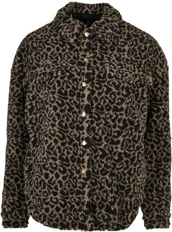 Urban Classics Damen Ladies AOP Sherpa Overshirt darktaupeleo, XS