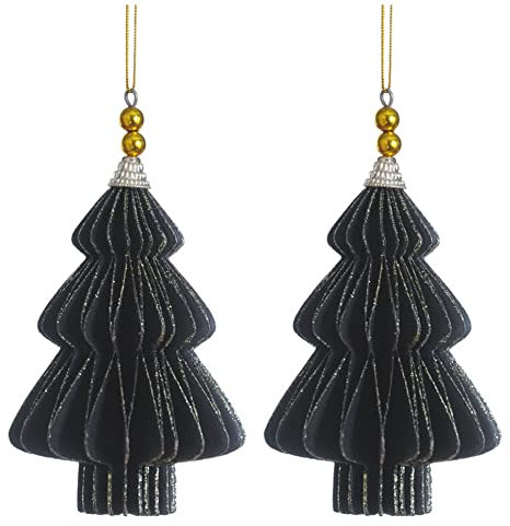 Weihnachtsdeko Baumschmuck -Ornary- 2er-Set Papier 15x17cm schwarz-Gold