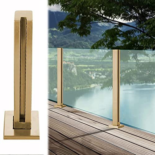 MOBON Zaunsäulen Glasgeländer Kommerzieller Goldglasbalustrade-Pfostenverbinder, Indoor Outdoor Deck Terrasse Loft Zaunpaneele Säule mit Kompletten Kits, Rostfrei