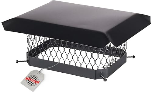 HY-GUARD HG913 Single Bolt On Galvanized Steel Chimney Cover, Mesh Size 3/4, Fits Outside Existing Clay Flue Tile, Black