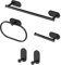 Sarsumir Accessori Bagno Set Di 5 - Porta Asciugamani Bagno Adesivo, Porta Carta Igienica, Anello Portasciugamani, Ganci Adesivi, Nero