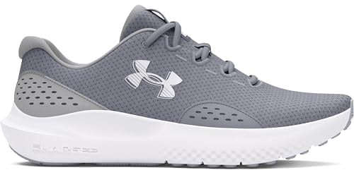 Under Armour Herren Charged Surge 4, leichte und atmungsaktive Laufschuhe, gepolsterte Joggingschuhe für langen Komfort,Steel / Mod Gray / White,48.5