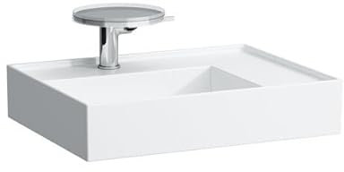 Laufen Kartell Aufsatzwaschtisch, Ablage rechts, 2 Hahnlöcher, ohne Überlauf, 600x460mm, H818334, Farbe: Schwarz Matt