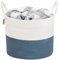 COSYLAND Panier à Linge 40L en Corde de Coton, Corbeille à Linge Sale avec Poignées 40x40x25.5cm, Bac de Rangement pour Vêtements, Jouets, Serviettes - Pour Chambre ou Salle de Bain - Bleu