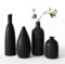 Vasen Keramik 4er Set Schwarz, Blumenvasen Moderne Deko Aesthetic, Vasen für Pampasgras Blumen Tischdeko Tulpenvase Bücherregal Kaminsims Wohnzimmer Schlafzimmer Büro Hochzeit Geschenk