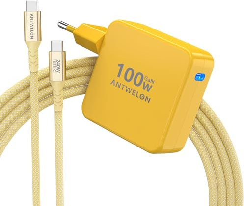ANTWELON 100W USB C Caricatore GAN Tipo C Alimentatore per MacBook Pro 16 15 14 Zoll, MacBook Air, iPad Pro, Galaxy S24 S23, Dell XPS, HP, Thinkpad Yoga, Laptop, Telefoni