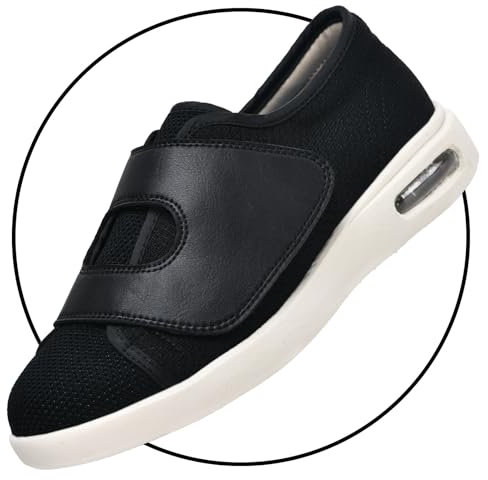 Scarpe da ginnastica da donna, extra larghe, comode, da corsa, per piedi piatti, fascite plantare, Nero , 45 EU