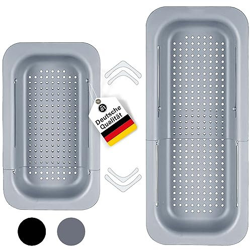 Lutranstra Oberhalb der Spüle Siebkorb (34-47cm), ausziehbare Spüle Sieb, faltbare Küche Siebkorb, verstellbare Spüle Sieb zum Waschen von Gemüse und Obst