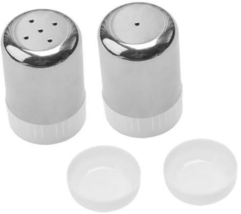 OKUMEYR 2pcs Stainless Steel Spice Shaker Set White Seasoning Jars Single Multiple Holes for Kitchen and Outdoor Use for BBQ and Cooking