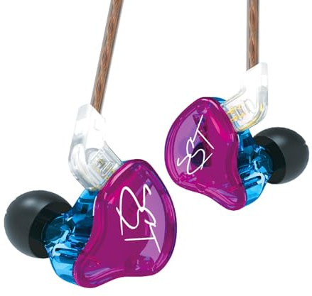 FEDAI KZ ZST IEM - Auricolari in-ear con monitor HiFi cablati con doppio driver ibrido 1BA 1DD ad alta fedeltà per musicisti, cavo staccabile per auricolari da gioco (viola senza microfono).