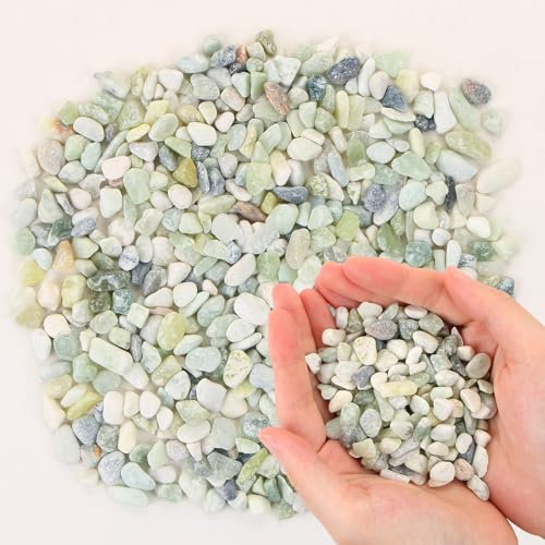 MIDELONG 0.75 libras de suculentas y cactus bonsái de bricolaje, piedras de jade, piedras pulidas decorativas naturales para rellenar jarrones, rocas de río de grava para plantas de interior, terrario