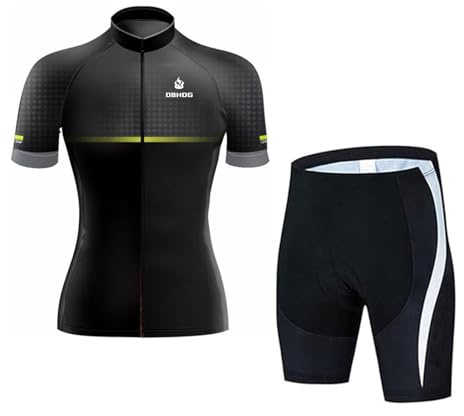 KAISUN Damen Radtrikot-Set, Fahrradbekleidung, Schnell Trocknende Fahrrad-Shirts und Trägerhose mit 9D-Kissen Gepolstert, Bike-Top (Color : TYP-3, Size : XXL)