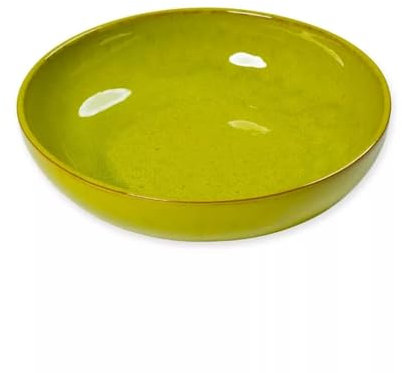 Verano Spanish Ceramics Selena Glaze Hand Dipped Medium & Large Bowls - Home Décor Kitchen Dining Room Café Restaurant Table Fruit Salad Serving Dishware - Lime Green 30cm