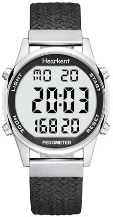 Hearkent Schrittzähler Schrittzähler für Damen, genießen Sie Schritte, Kilometerstand, Kalorien, Countdown, Wecker und andere Funktionen. Keine App, Aufladen erforderlich oder Bluetooth, 2401, Schwarz