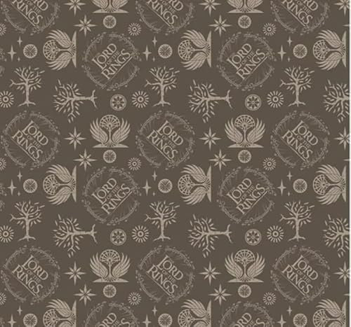 The Craft Cotton Co - Herr der Ringe 100% Baumwolle Druckstoff - Stoff als halber Meter (110cm breit, ideal zum Basteln, Quilten, Nähen) (Logo in Taupe)