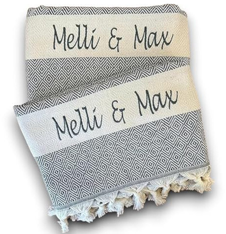 ARTHI XXL Hamamtuch Strandtuch personalisiert, super geeignet als Saunatuch, Badetuch, Wellness, Yoga, Fitness,Sport, individuelle Geschenkidee, 100x180cm, 100% Baumwolle (Grau)