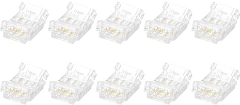 sourcing map 10 Pcs LED Strip Connector 3 Pin 10mm Strip to Wire LED Connectors for Strip Lights Transparent Solderless LED Light Adapter Connector for Surface Mount Device LED Strips
