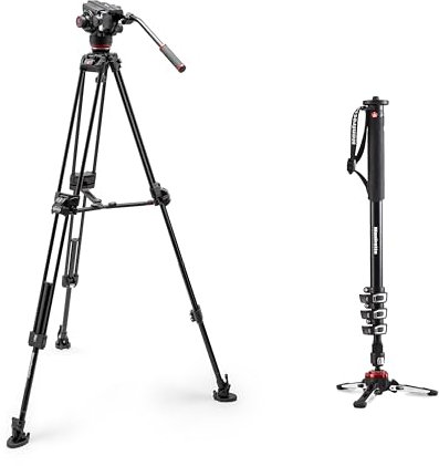 Manfrotto Treppiede Video FAST con Testa Fluida 504X, Gambe Alluminio Serie 645, per Mirrorless, Videocamere e Monopiede Video XPRO+, Support in Alluminio a 4 Sezioni Base Fluida