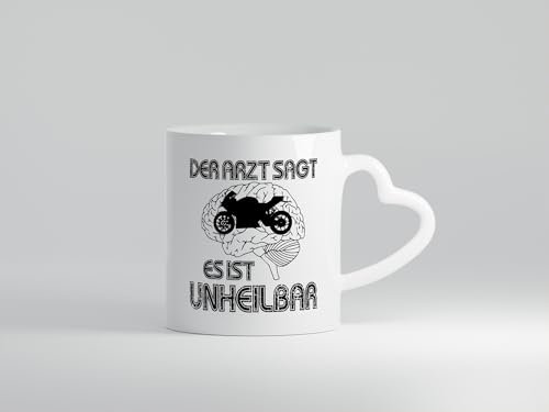 Unheilbar | Motorrad | Biker - Herzhenkel Tasse - Kaffeetasse/Geschenk/Familie