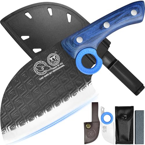 XYJ Autentico dal 1986, coltello da macellaio serbo con fodero, coltello da chef con verdure, manico in legno con fodero, per il campeggio all'aperto