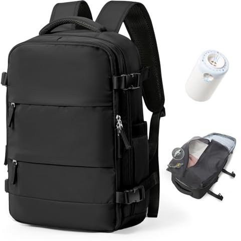 BJLFS Sac à dos sous vide avec pompe Bagage Cabine Ryanair Femme Bagage à Main Petit Sac à dos Voyage avec compression sous vide Ordinateur Portable 14 Pouces Homme Femme