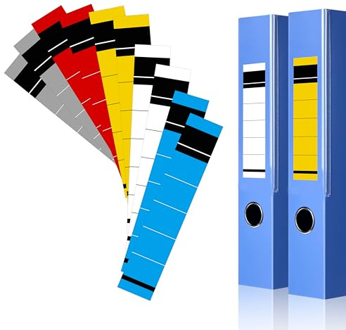 Yezirzax 50 Stück Ordnerrücken Selbstklebend, 5 Farben 19×3.6cm Breit Ordner Rückenschilder Ordner Beschriftung Etiketten Rückenschilder Selbstklebend für 5-6 cm Breit Ordner (19x3,6cm Mehrfarbig)
