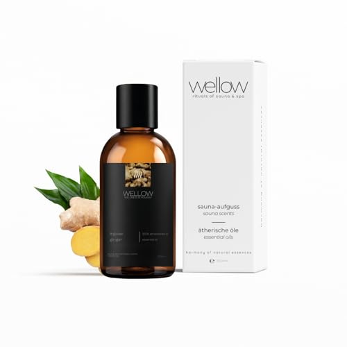 wellow® Ätherisches Öl Ingwer 100% naturrein – würzig-wärmendes Aroma für Diffuser, Aromatherapie, Sauna & Spa, Infrarotkabine & Ölverbrenner – in Glasflasche mit Tropfeinsatz
