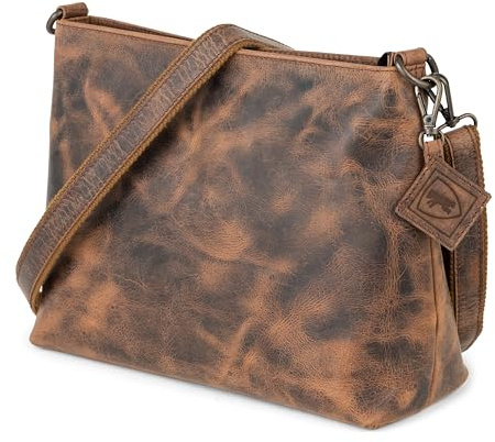 Berliner Bags Vintage Umhängetasche Marbella M, Mittelgroße Schultertasche Crossbody Bag aus Leder, Handtasche für Damen, Braun