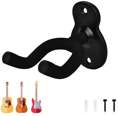 Soporte Guitarra Pared Colgador Guitarra Negro Gancho con Esponja Protectora para Guitarra Bajo Violín Ukelele Y Otros Instrumentos Musicales