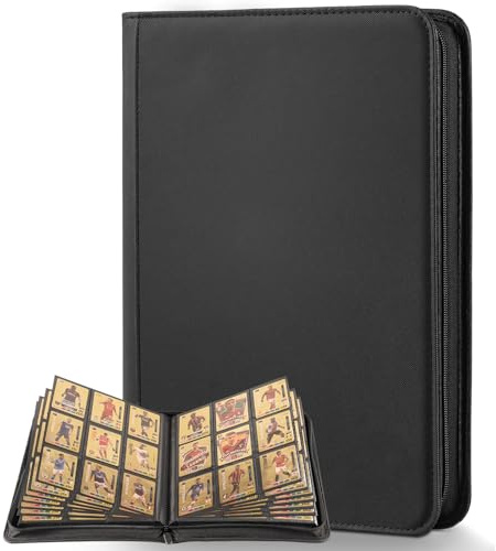 Sammelkarten Album, 9-Taschen 540 Karten Top Loader Binder mit Reißverschluss Tragbarer Wasserdichter Kartenhalter für Sammelkartenspiele Fußball TCG, MTG-Karten Geschenk für Kinder