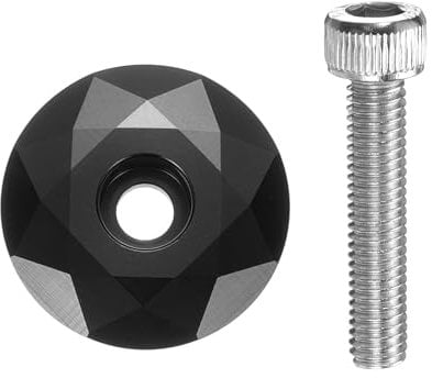sourcing map 1 1/4 OD Bike Headset Stem Top Cap Aluminum Alloy Cycling Headset Cover Stem with M6 Bolt for Mountain Bike Road Bike MTB, Black