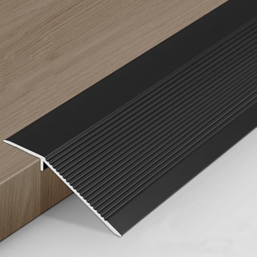 0.9m*10cm Übergangsprofil Selbstklebend Aluminium mit Klebeband, Übergangsprofil Höhenausgleich Überbrücken von 10-35mm, Abschlussleiste für Türschwellenrampe Saugroboter Schwellenrampe (Mattschwarz)