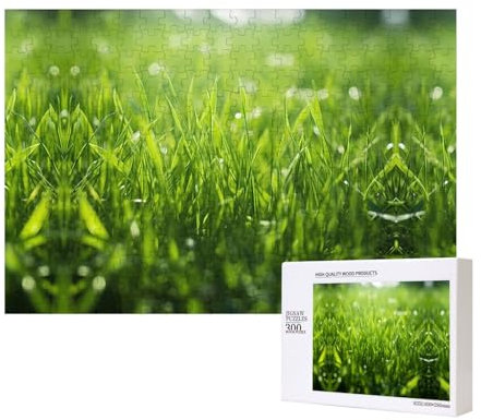 Phayah Grass Plain Puzzles 300 Piece For Jigsaw Puzzle Wooden Puzzle For Family Friend Home Decor Wall Art 15.7 X 11 In