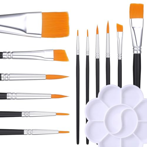 ElevateTech 6 Stück Pinsel Set Gesichtsmalpinsel mit Farbtablett Profi Künstlerpinsel Set für Körperkunst und Gesichtsbemalung Nylon Acrylfarben Pinsel für Acryl, Öl, Gouache, Halloween, Cosplay