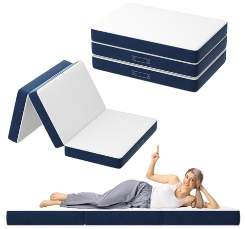 DEWINNER Colchón Plegable Triple 75x195x15 cm, para huéspedes y Viaje
