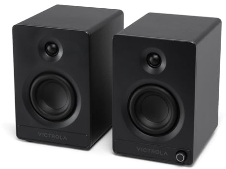 Victrola Tempo Bluetooth Speakers for Library - Room Fill Sound, Bluetooth Input, Multi-Speaker Streaming Using Auracast, USB-C Computer Input, Turntable Inputs