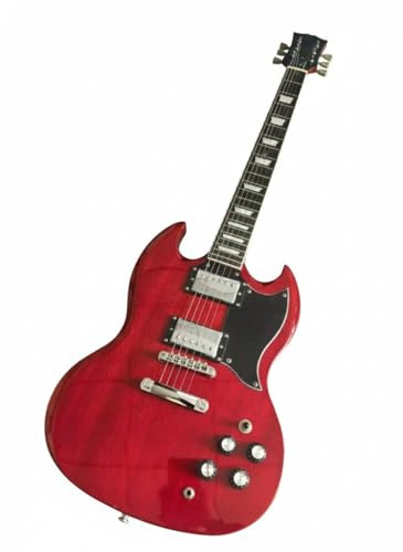 Professionelle E-Gitarre, durchscheinend rot, Double Cutaway, 6 Saiten, massiver Korpus, Rock- und Metal-Stil(Vintage Classic)